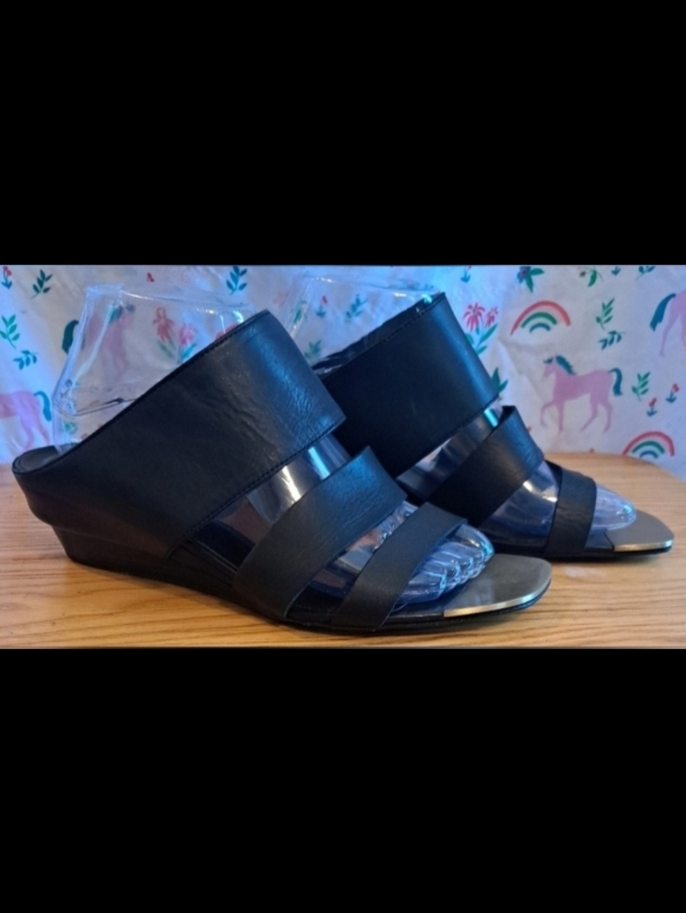 EUC Vic Matie Black Leather Grunge Goth Moto Sandal Shoe w/ Gold Toe SZ 10 41EU